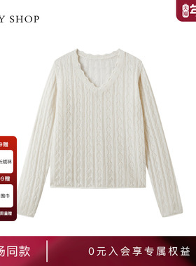 [商场同款]TKY SHOPV领羊绒毛套衫2025秋新款针织衫10I1MA03L108