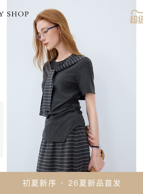 [商场同款]TKY SHOP披肩短袖T恤女2026春新款薄上衣10J1NA01E064