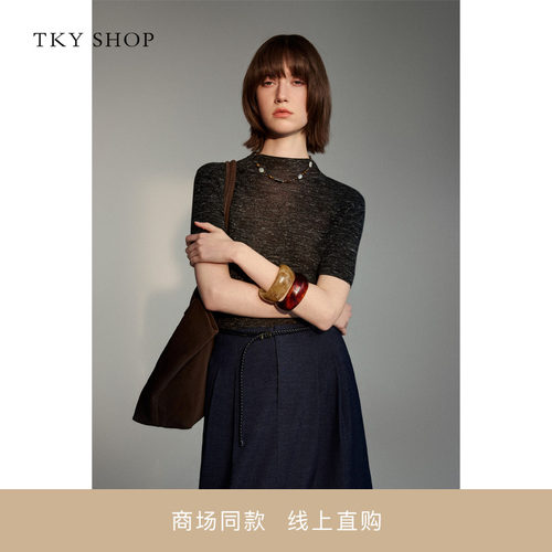 TKYSHOP半高领短袖线套衫