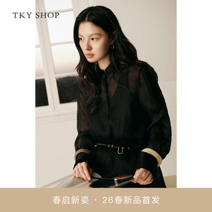 女2026春新款 薄上衣10J1KA06C017 衬衫 SHOP真丝长袖 商场同款 TKY