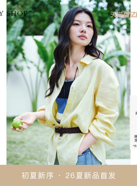 [商场同款]TKY SHOP松弛感亚麻长袖衬衫女2026夏新款10J1KA01E068
