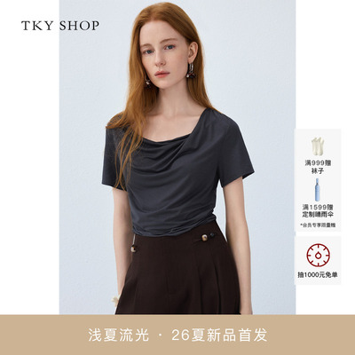 TKYSHOP荡领短袖T恤女