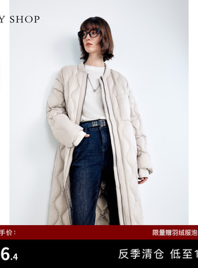 [反季专区]TKY SHOP长款羽绒服女灰色减龄保暖宽松厚外套鸭绒服