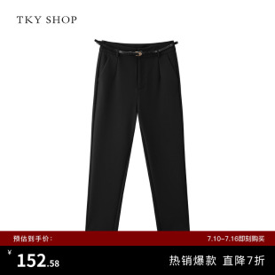TKY SHOP小黑裤百搭女式春夏显瘦休闲裤修身小直筒女裤黑色小脚裤