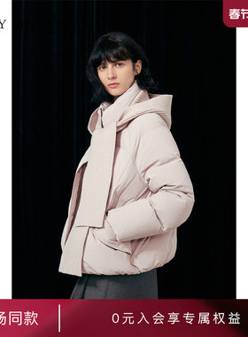 [商场同款]TKY SHOP泡芙短款羽绒服女带围巾鹅绒服10I1HA08V200