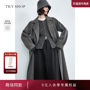 商场同款 新款 TKY 羊毛大衣女2024冬季 毛呢10H1GA06U019 SHOP长款