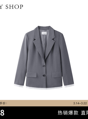 TKYSHOP休闲西装外套女小个子气质上衣通勤短款西服外套长袖便西