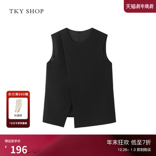新款 上衣2025春季 设计感休闲马甲简约通勤廓形 SHOP叠门襟无袖 TKY