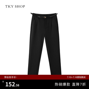 TKY SHOP小黑裤百搭女式春夏显瘦休闲裤修身小直筒女裤黑色小脚裤