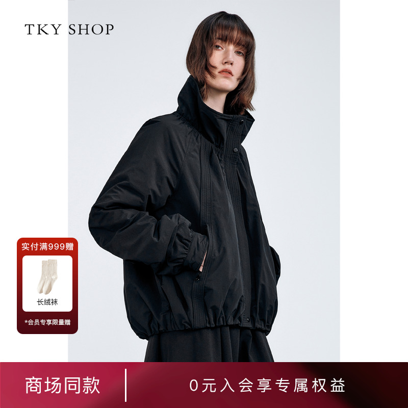 TKYSHOP短款立领薄款鹅绒服女
