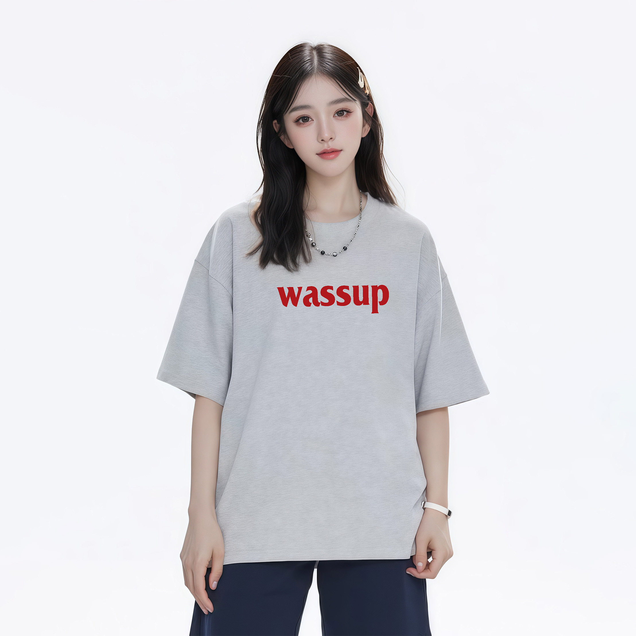 夏季2025新款经典款LOGO字母印花wassup短袖t恤男女学生纯棉上衣