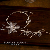 超仙凝胶花朵新娘项链耳环耳夹耳饰结婚纱晚礼服晨袍森系甜美配饰