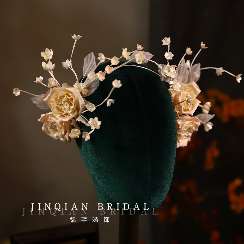 锦芊森系百搭香槟色花朵发饰