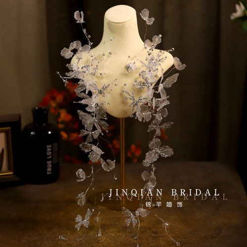 锦芊新娘白蝴蝶水钻流苏头饰