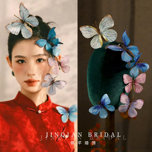 超仙甜美蝴蝶精灵发箍手工花环头饰森系汉服古装发饰公主头花饰品