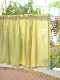 草绿色碎花半帘短帘卧室飘窗窗帘免打孔阳台遮挡帘门帘隔断帘纱帘