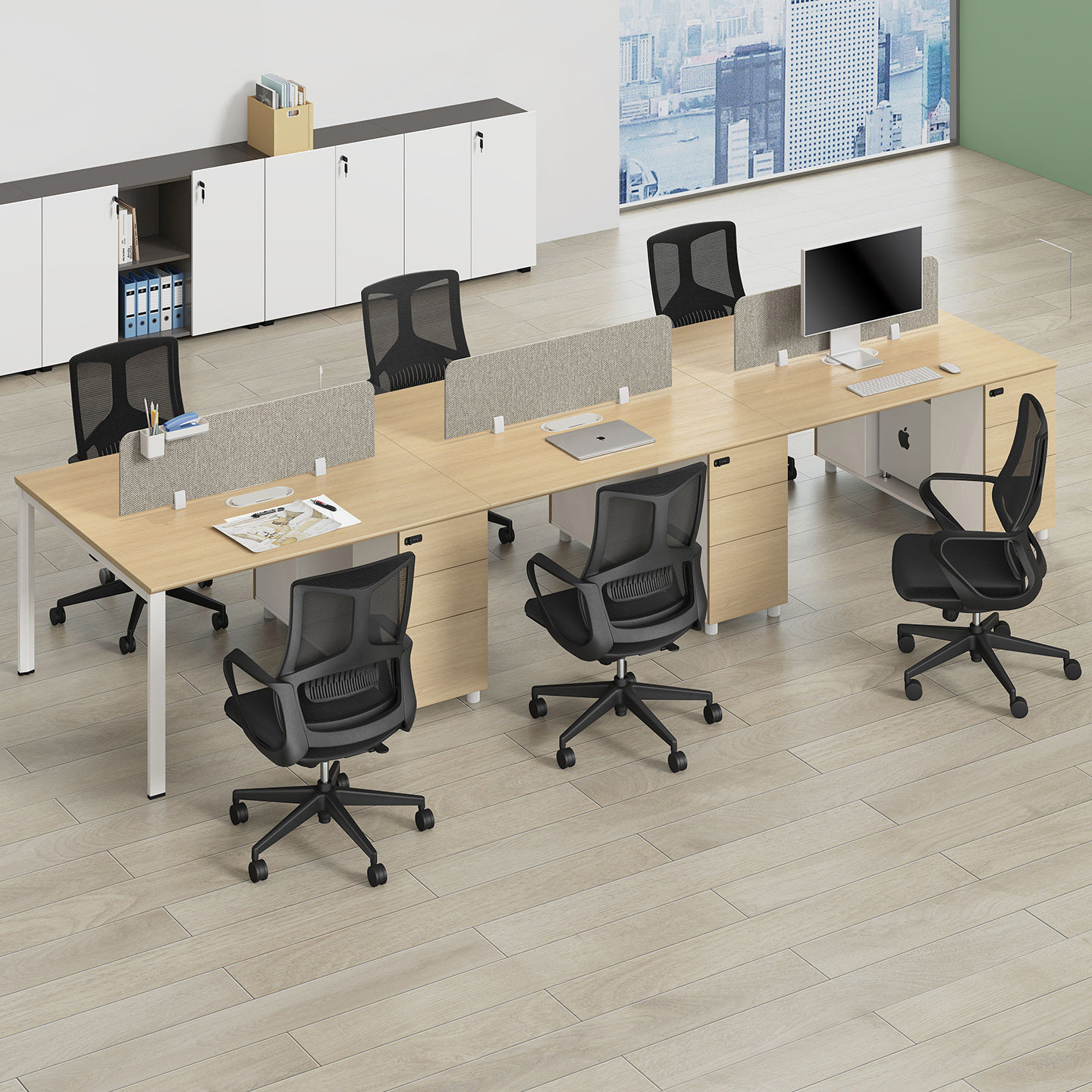 圣奥灵悦办公桌员工位桌椅组合屏风工位现代简约职员桌工作台家具