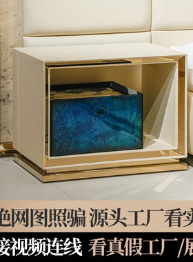 意式轻奢卧室床头柜别墅主卧大平层床边柜visionnaire床头柜