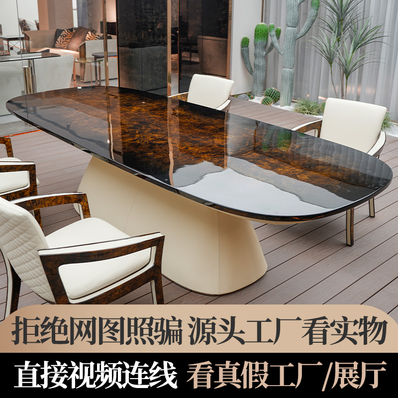宾利意式轻奢长方形餐桌定制别墅豪宅家具钢琴烤漆大户型长餐桌bl