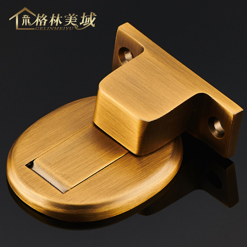 格林美域黄铜加固隐形免打孔门吸现代美式隐形简约地暖地吸免钉