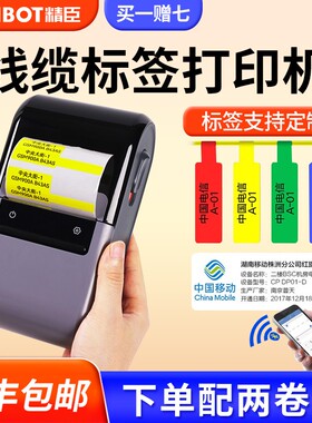精臣Z401线缆标签打印机P刀T型手持不干胶便携式标签机固定资产通信机房网线缠绕膜标签碳带热转印蓝牙打印机
