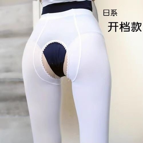 春秋白丝连袜裤开档丝袜天鹅绒