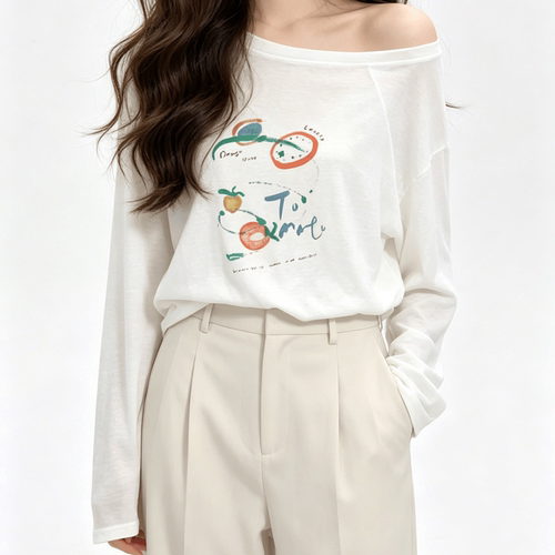 sevengrass防晒涂鸦长袖T恤女
