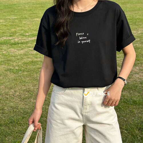 宝蓝美式字母印花宽松显瘦T恤