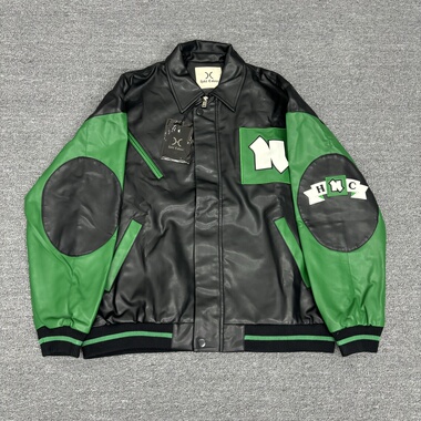 HC 潮牌重工刺绣秋冬皮夹克男女同款ZT42636