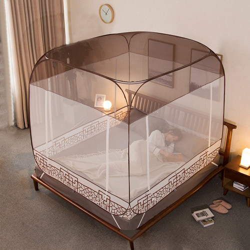 国风定位印花蚊帐蒙古包拉链活顶