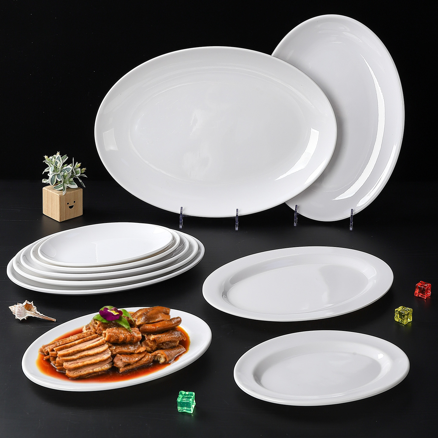 饭店椭圆形鱼盘火锅牛肉摆肉盘子