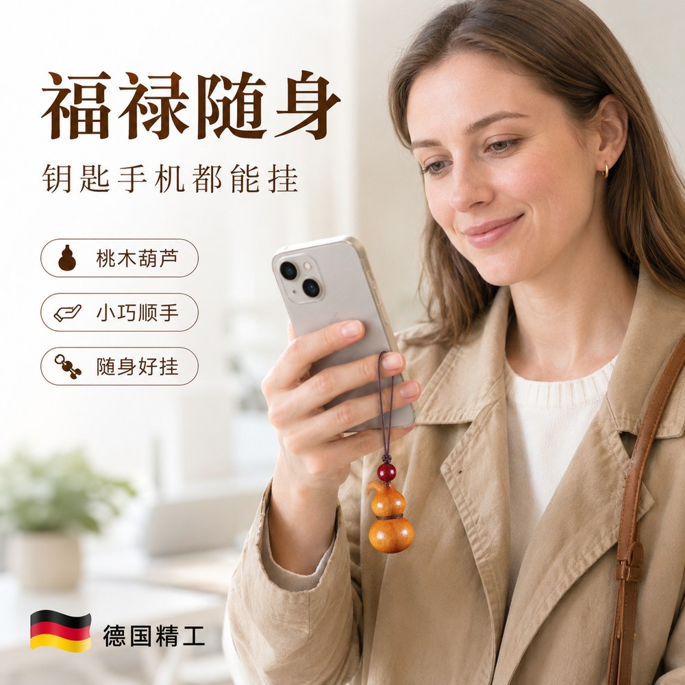 天然桃木葫芦福禄汽车钥