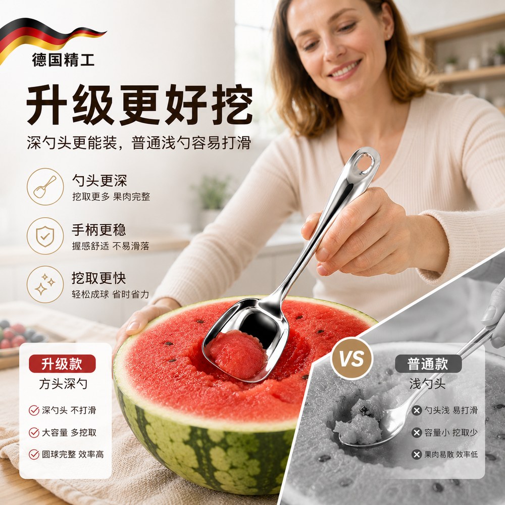 挖西瓜专用勺子不锈钢薄