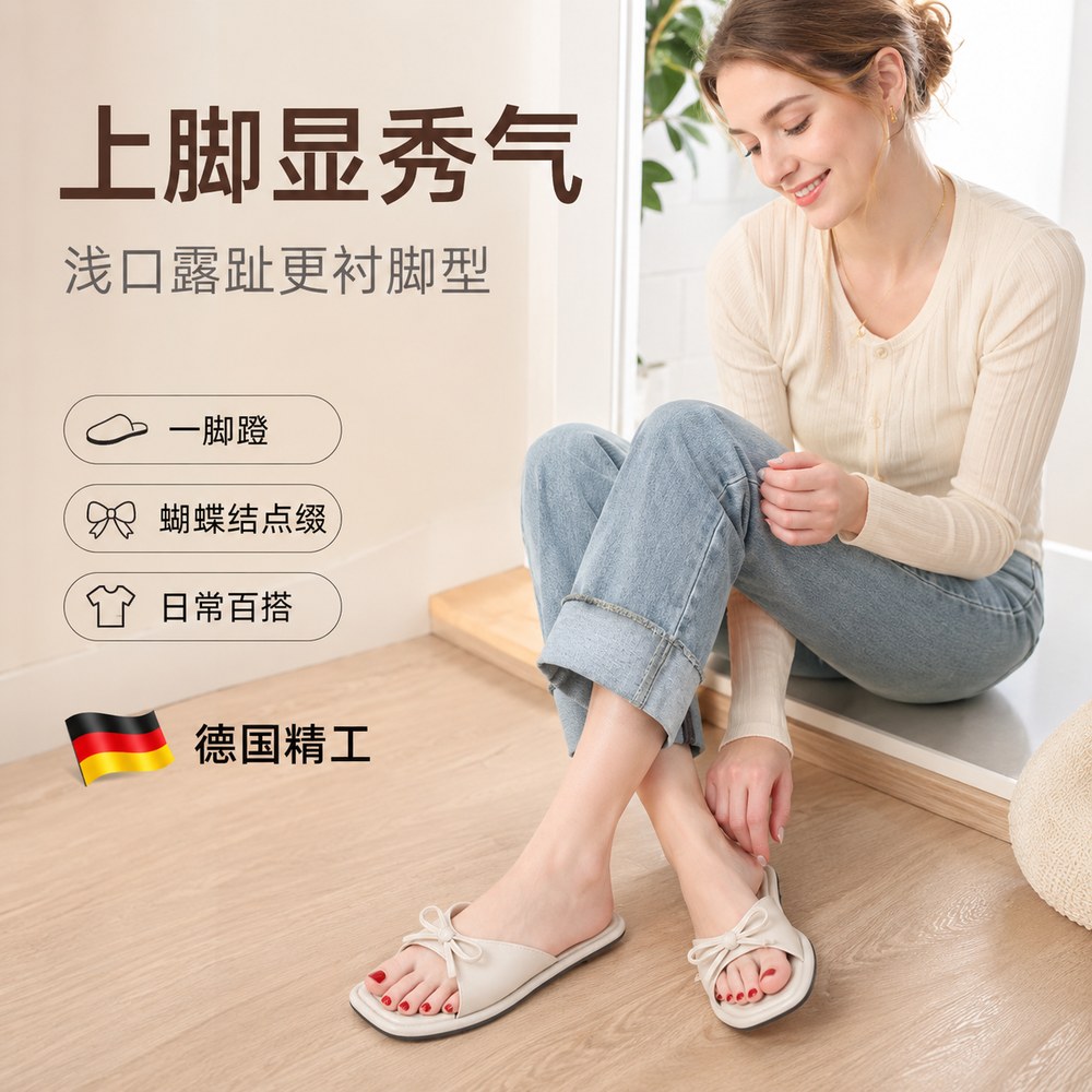 爆款蝴蝶结拖鞋女夏外穿