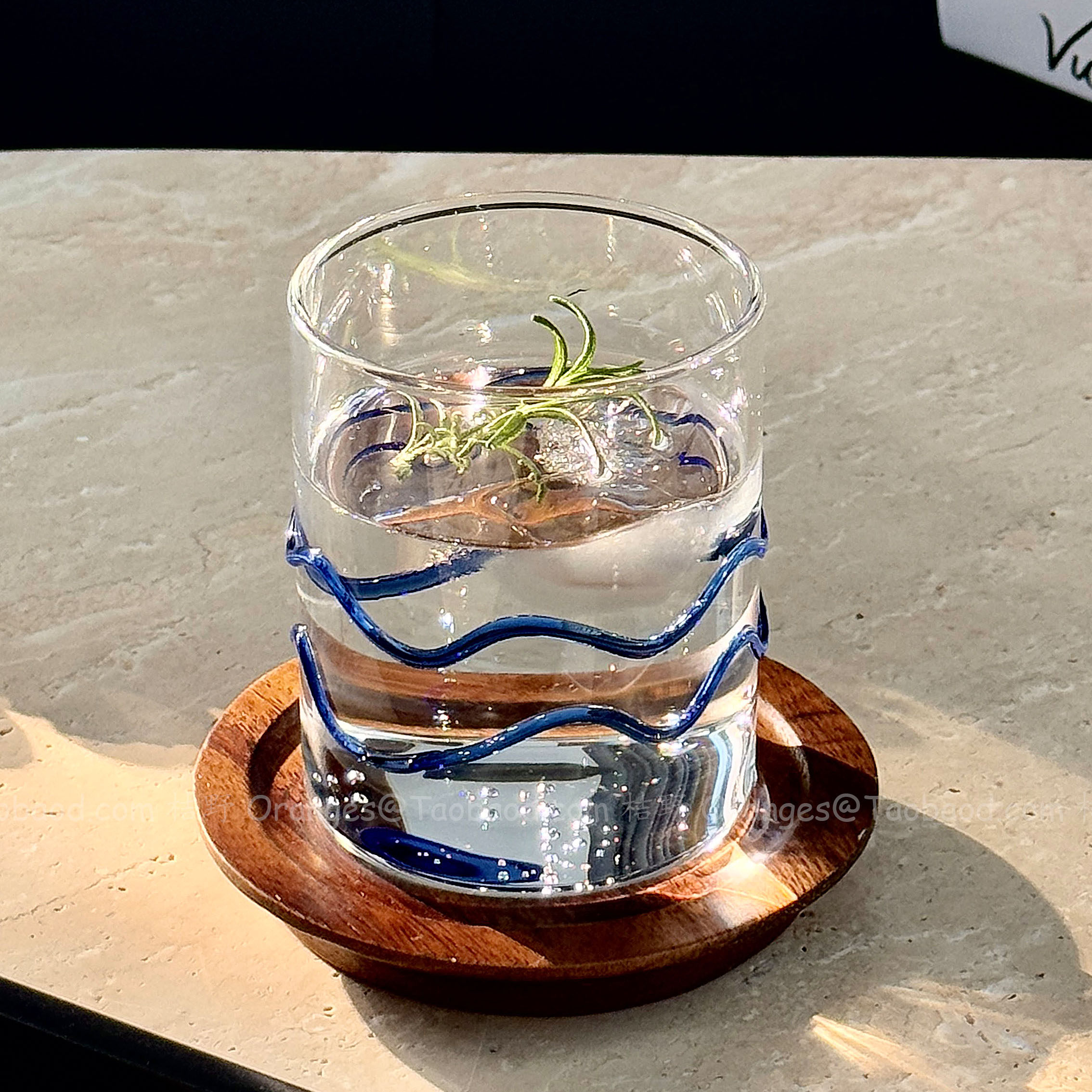 意大利设计手绘波纹耐热玻璃杯