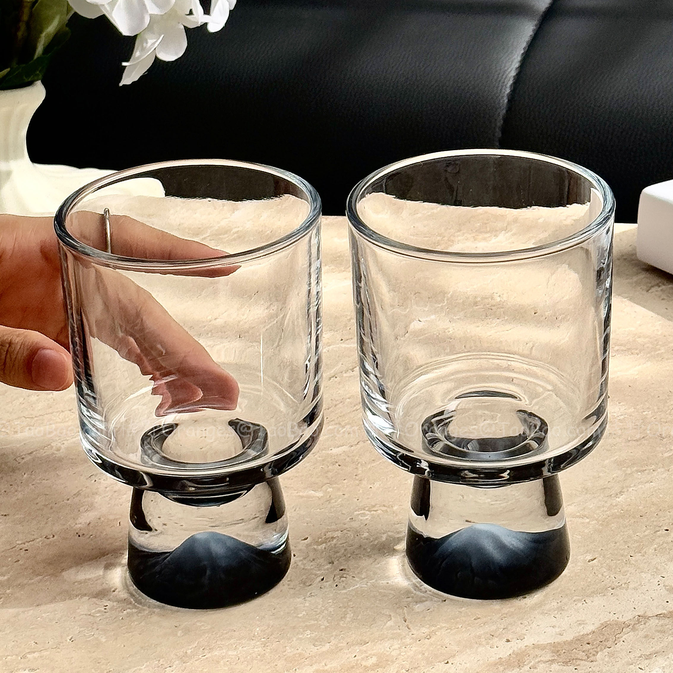 中古磨砂黑色山脉杯玻璃杯咖啡杯