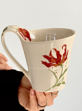 Oranges复古嘉兰流线杯马克杯陶瓷咖啡杯大容量水杯小众原创礼物