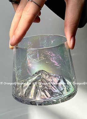 Oranges日式富士山杯炫彩观山杯家用玻璃冰山水杯茶杯威士忌酒杯