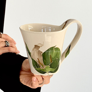 Oranges复古马蹄莲流线陶瓷马克杯咖啡杯大容量水杯小众原创礼物