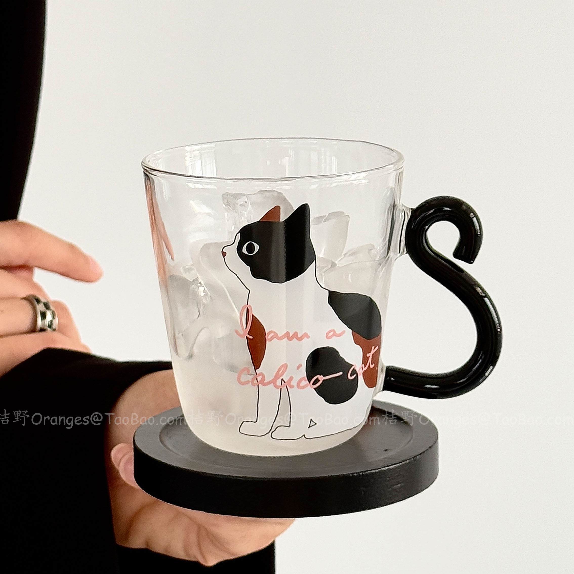 ins风可爱猫咪耐热玻璃杯咖啡杯