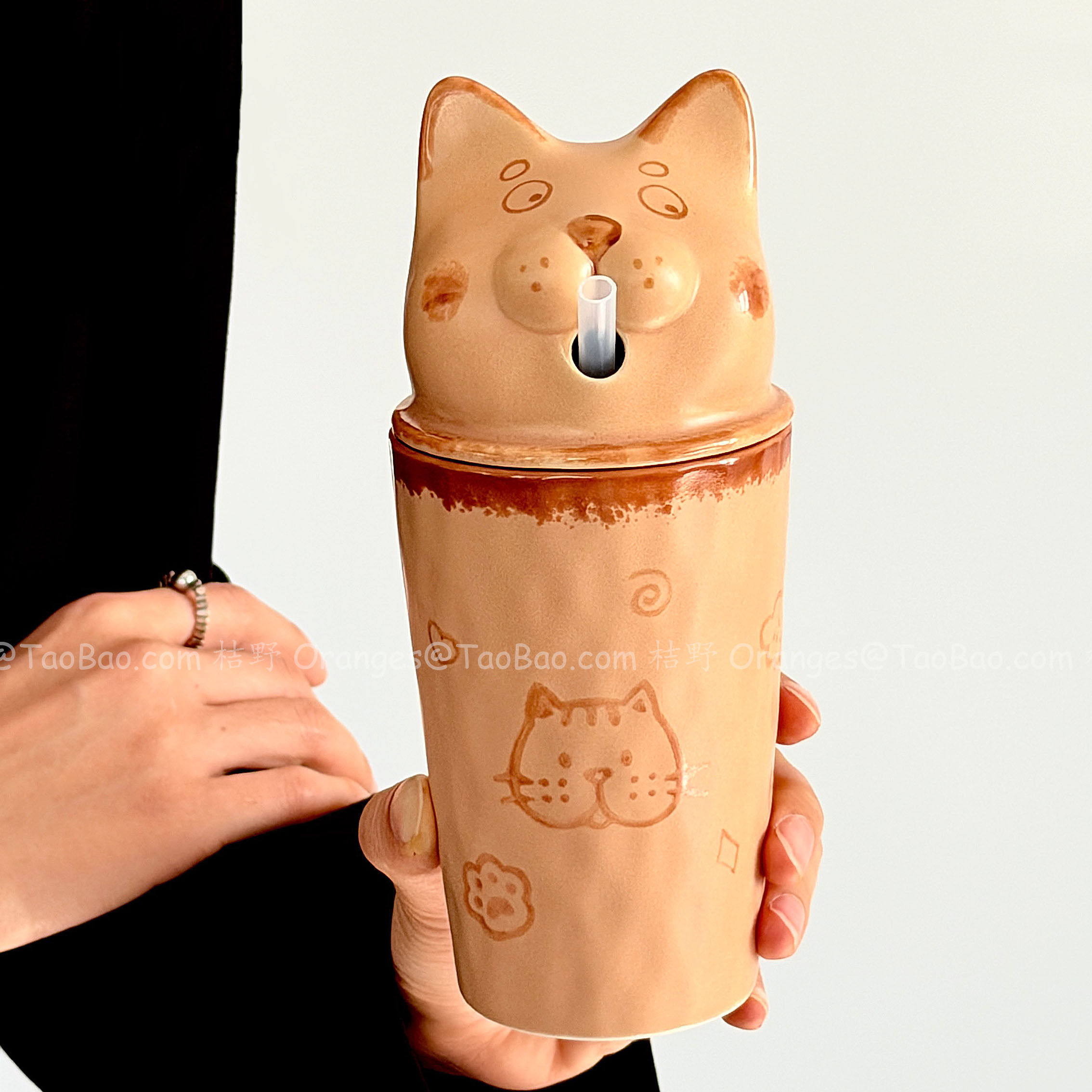 Oranges手作釉下彩猫猫马克杯