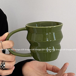 Oranges 塔塔杯陶瓷马克杯咖啡杯情侣水杯 原创复古墨绿小众设计款