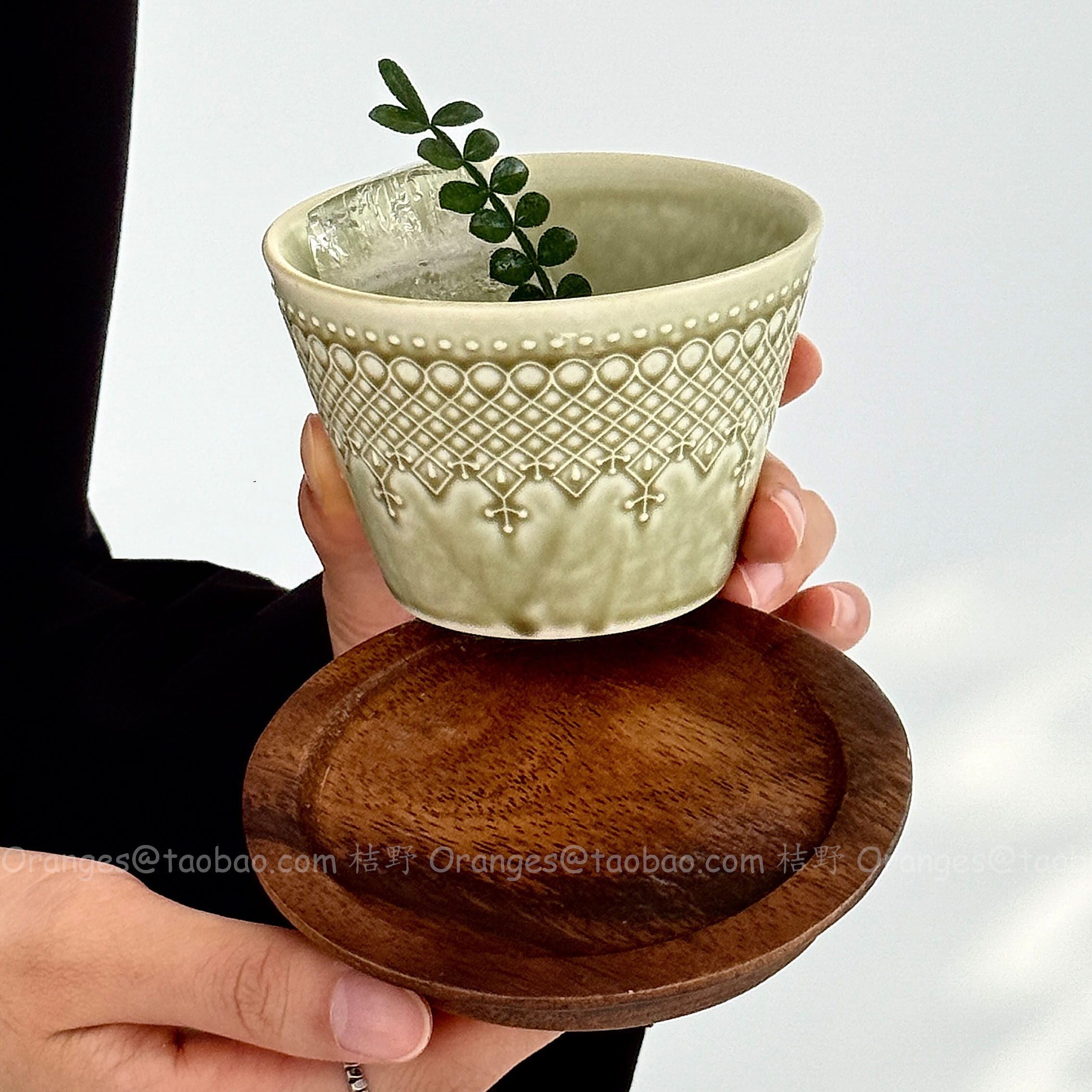 Oranges复古窑变薄荷绿咖啡杯子