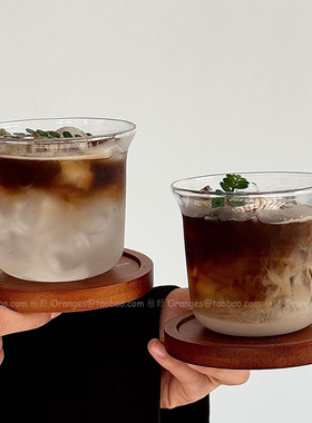 Oranges复古宽口透明玻璃杯耐热拿铁杯冷萃杯冰美式咖啡杯饮品杯
