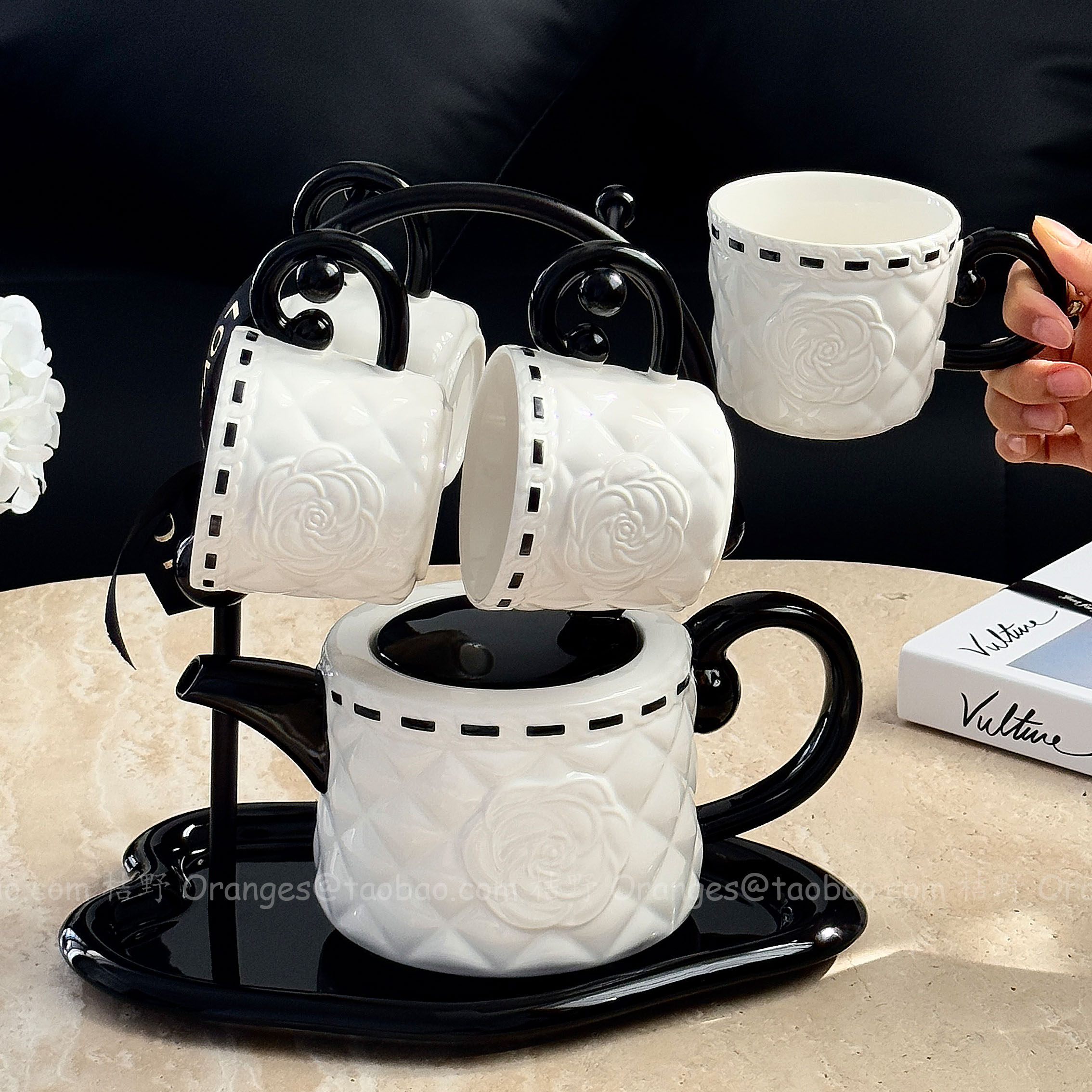 法式小香风陶瓷水具套装家用水杯轻奢高级感茶具乔迁新居结婚礼物