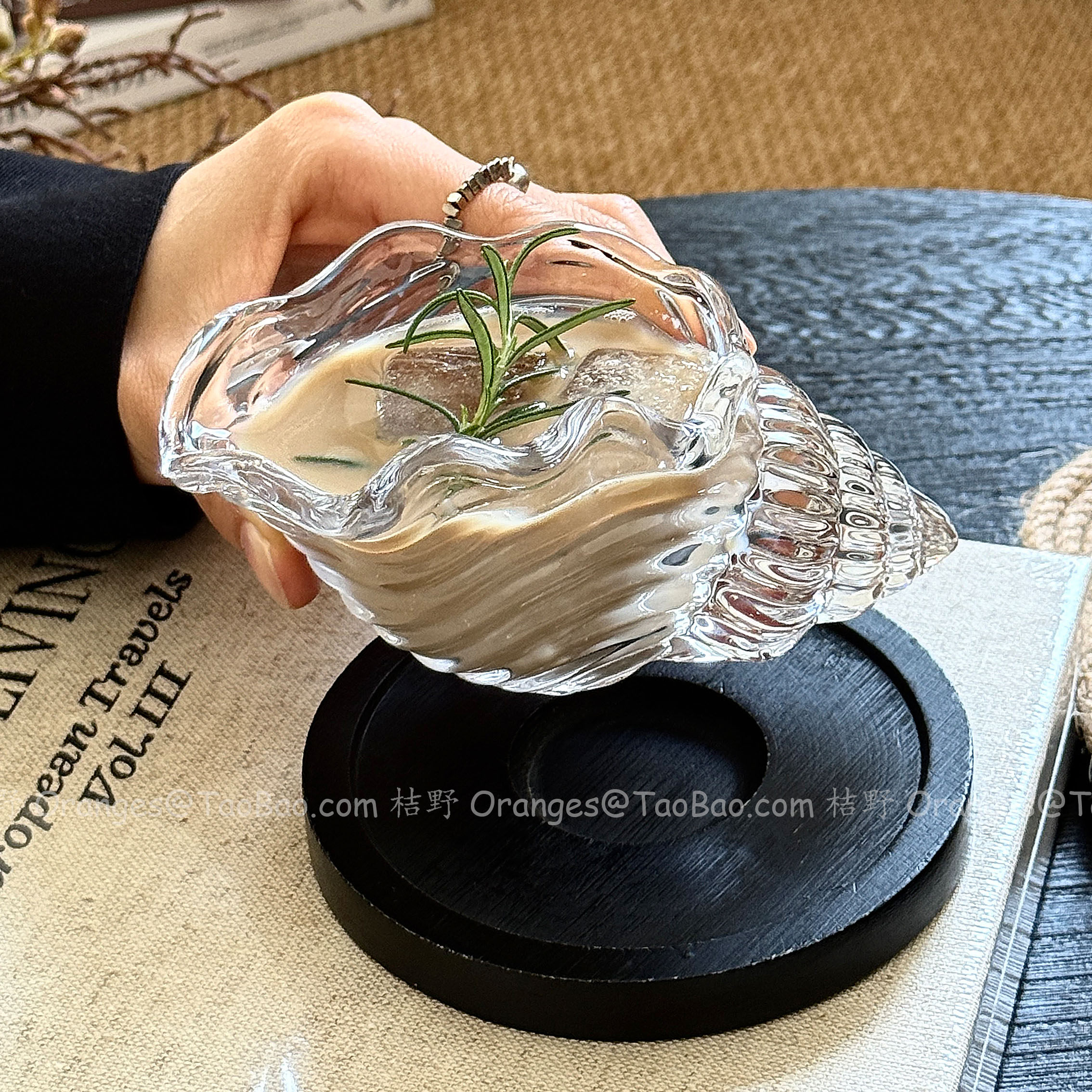 创意ins风海螺玻璃浓缩咖啡杯