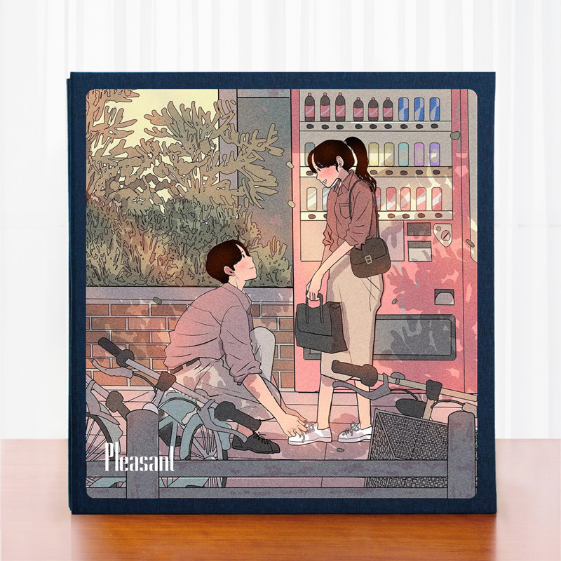 情侣款相册 diy手工纪念覆膜册18寸黑卡拍立得可写字自粘贴式相簿