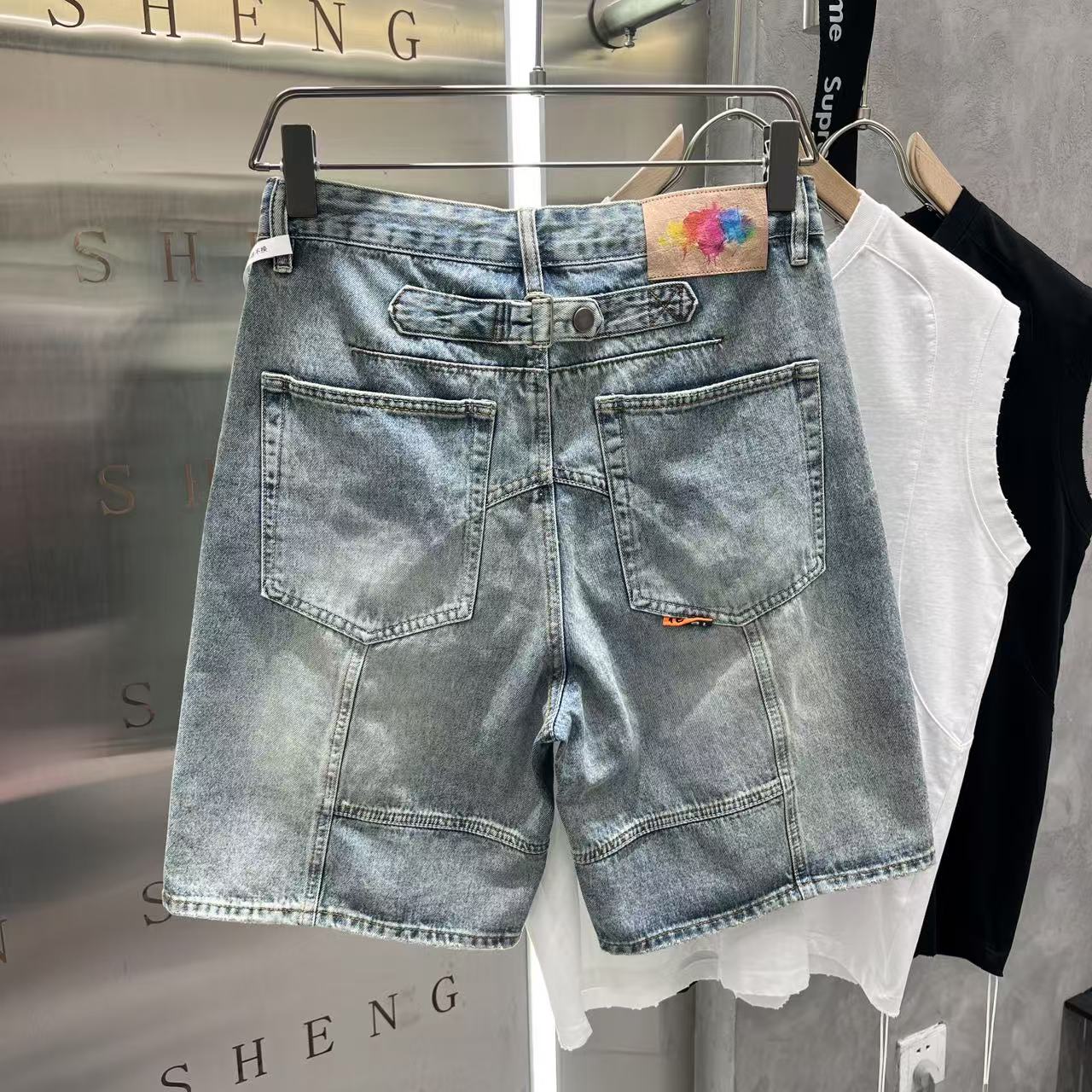 商场同款轻奢水洗做旧牛仔短裤