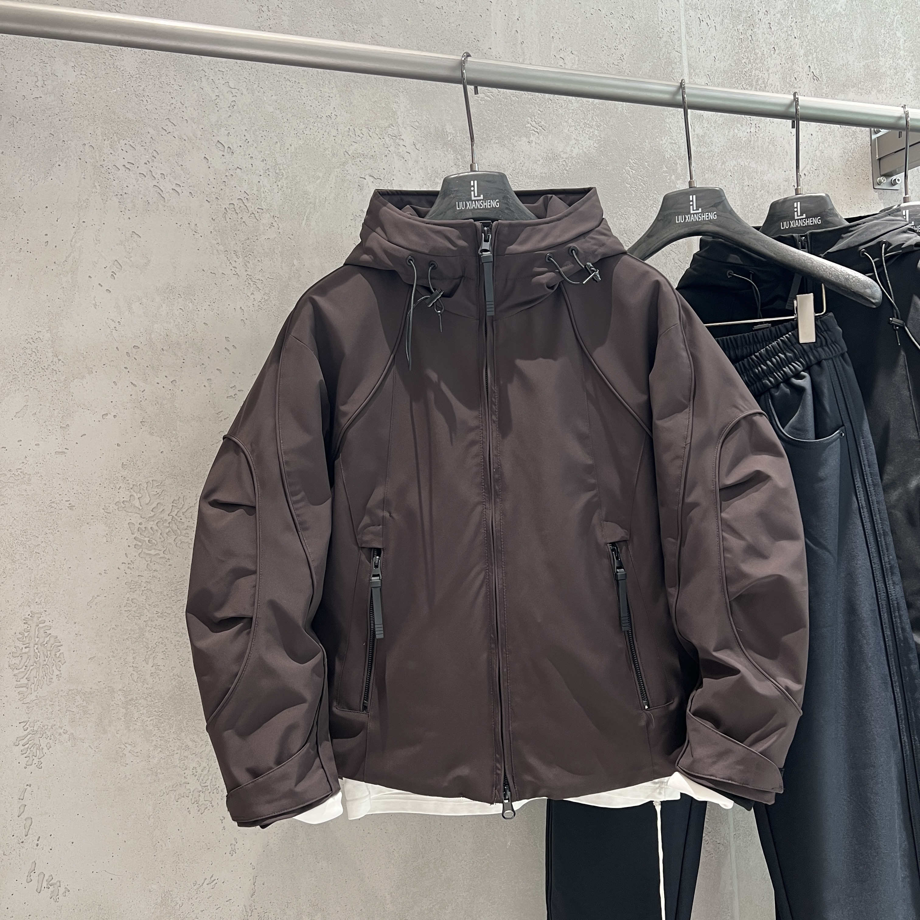 实体同款90白鸭绒连帽工装羽绒服