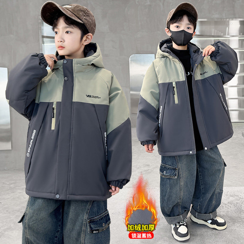 男童秋冬加绒外套2025新款洋气儿童冬装加厚派克服中大童拼色棉衣,童装/婴儿装/亲子装,普通外套,淘宝优惠券,粉丝福利购,淘宝优惠卷